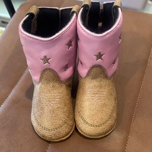 New Boot Barn Pink and Brown Kids Cowboy Boots
